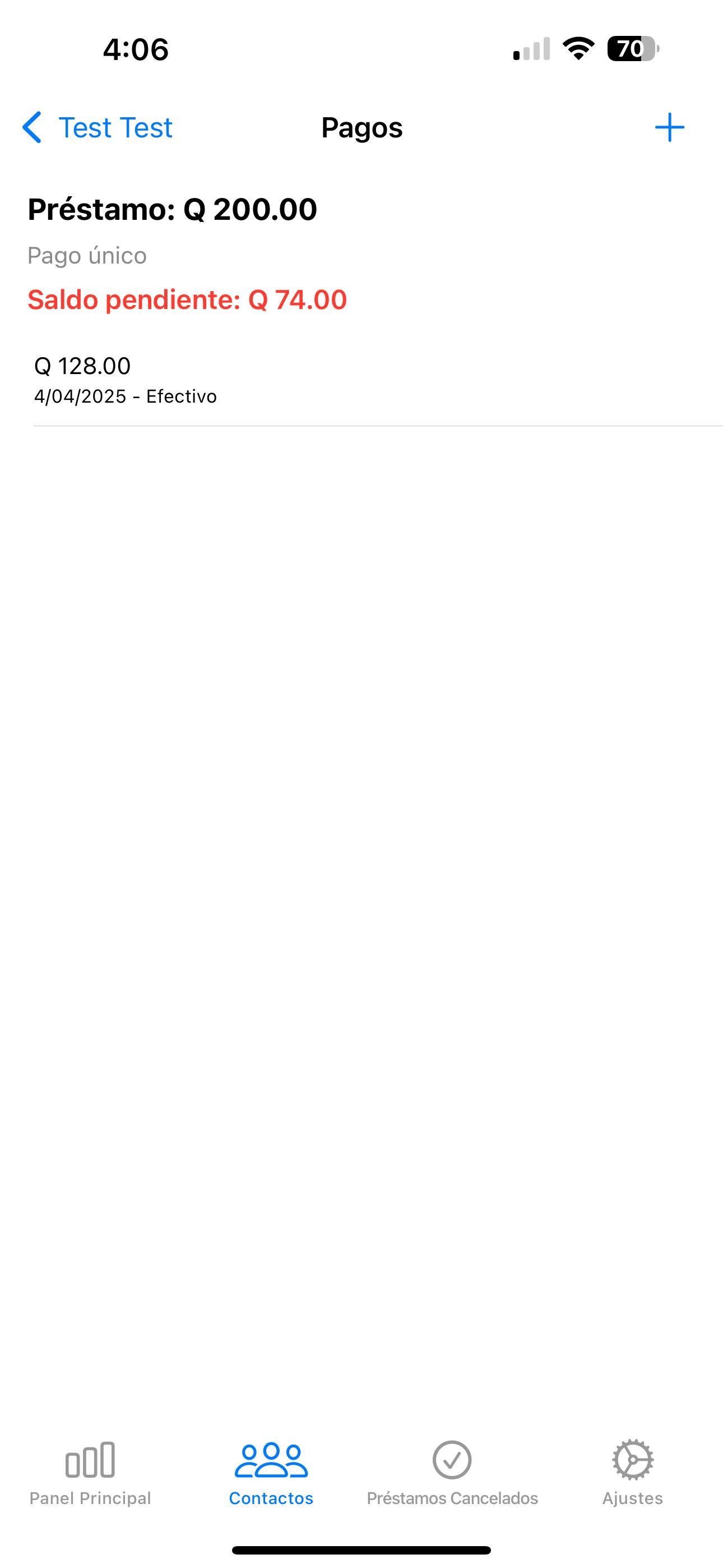 OweManager app mostrando pantalla de registro de deuda