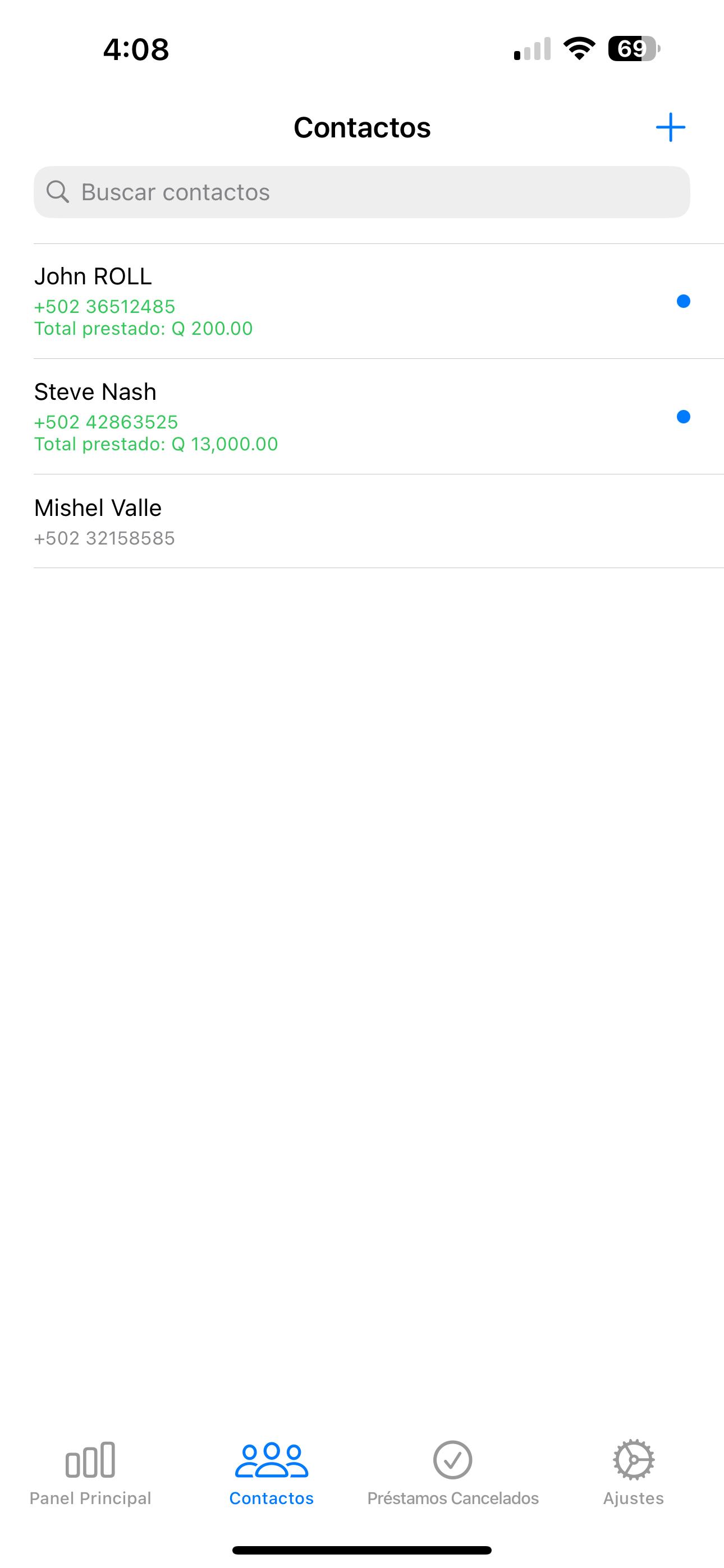 OweManager app mostrando pantalla de registro de deuda